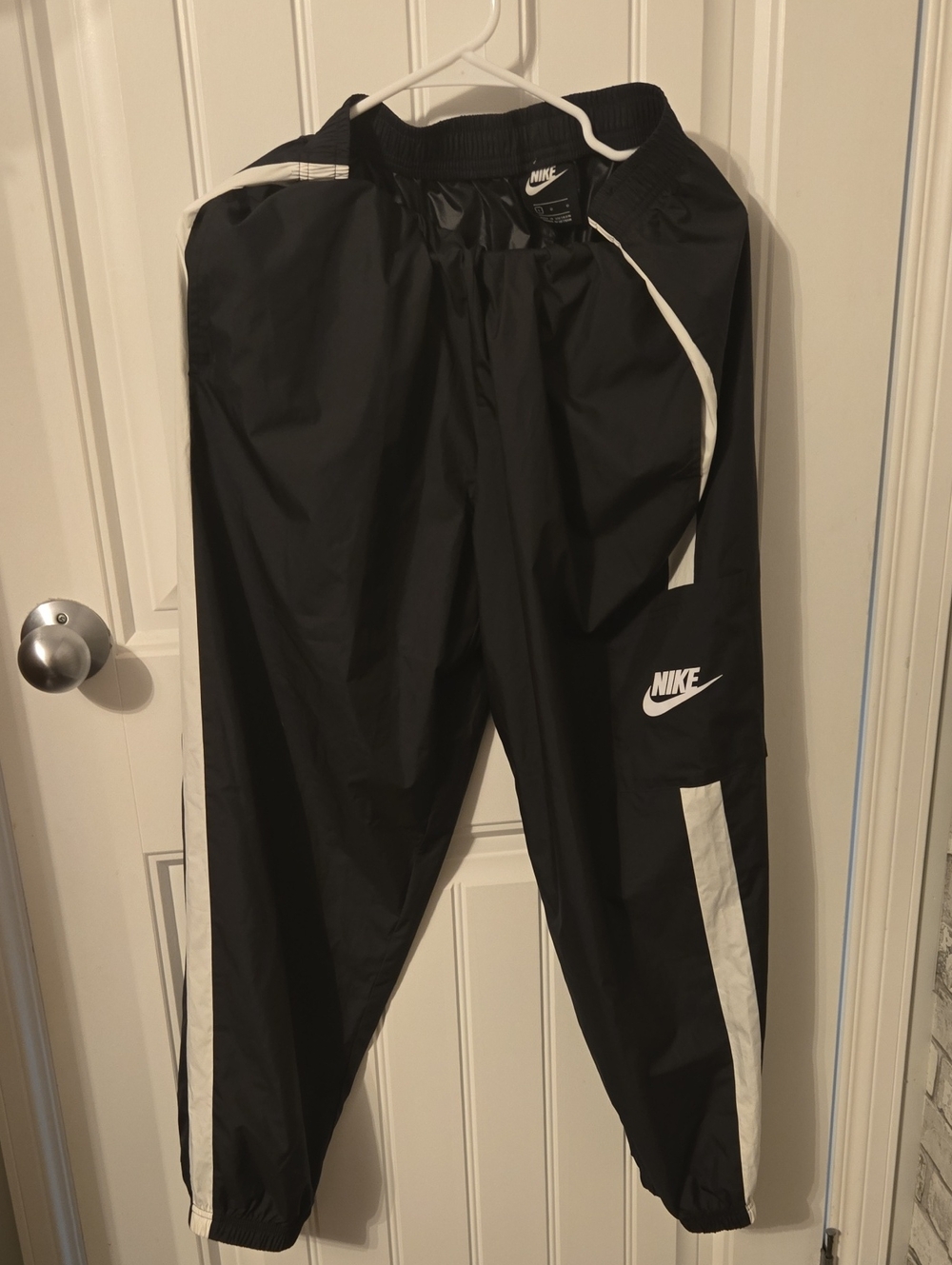 Nike Black Lightweight Splash Pant/Track Pant with White Stripe Accents